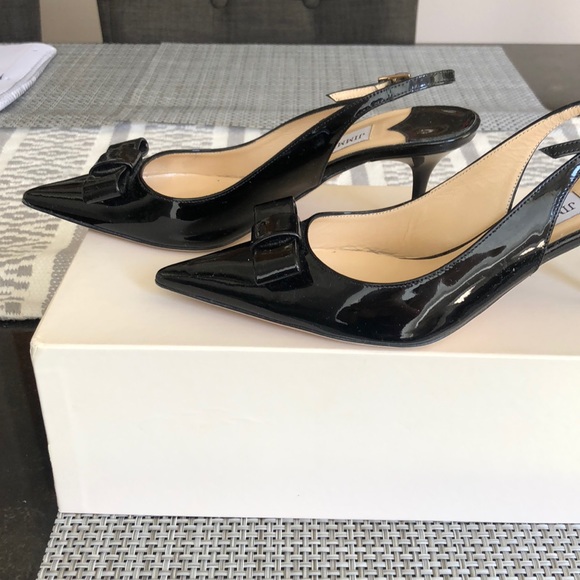 HP 🎉💝Jimmy Choo bow patent leather size 36 heels - Picture 4 of 8